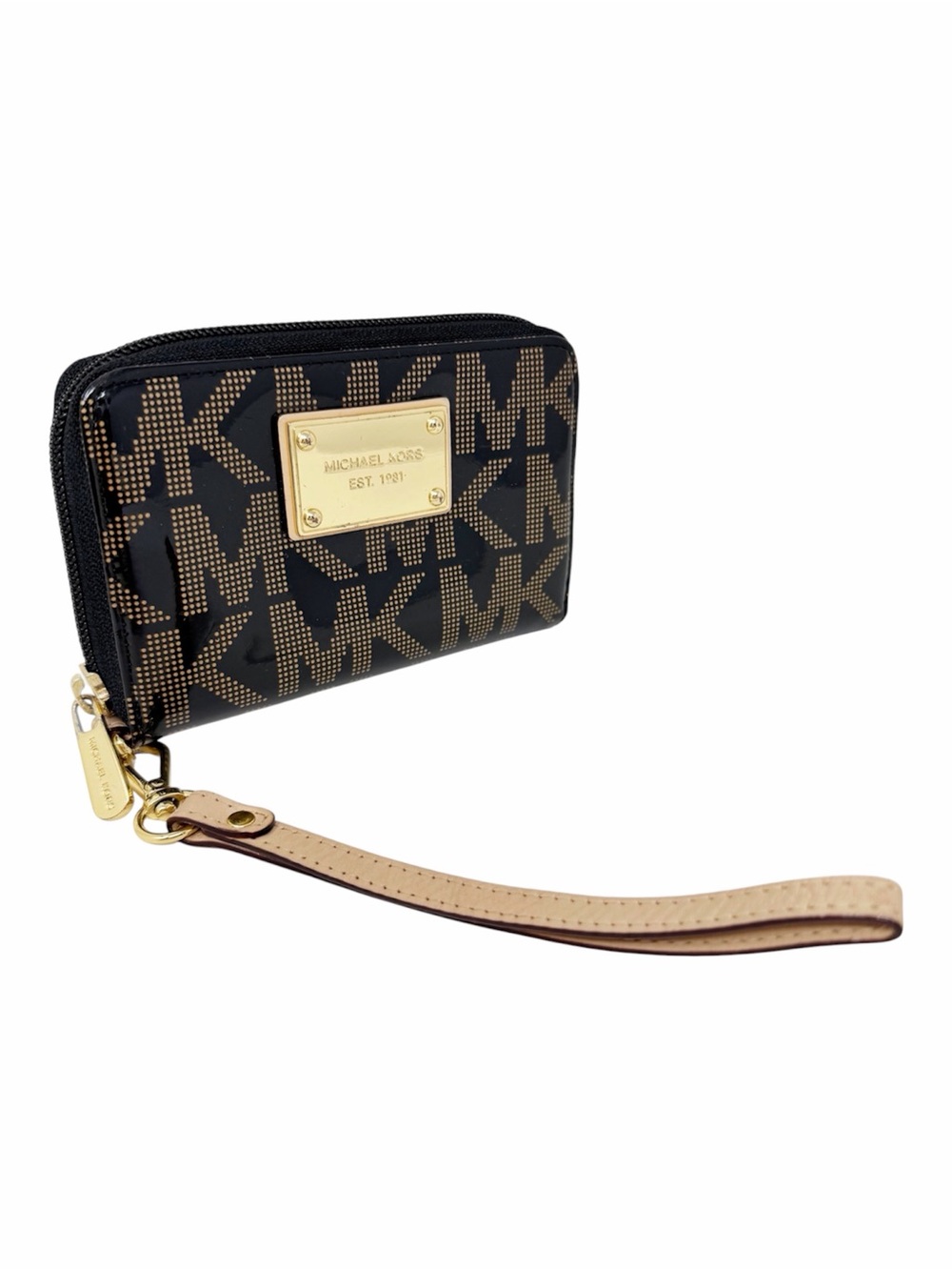 Michael Kors Black and Gold Patent Leather Small Wrislet Wallet